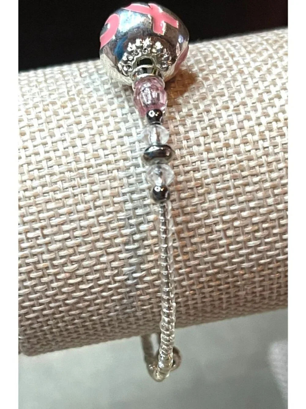 Bali-Style Charm Bracelet Breast Cancer Awareness and Research